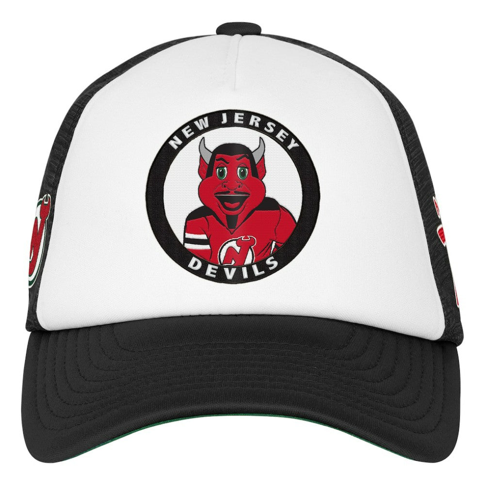 New Jersey Devils Mitchell & Ness Youth Mascot Adjustable Trucker Hat White