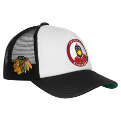 Chicago Blackhawks Mitchell & Ness Youth Mascot Adjustable Trucker Hat White