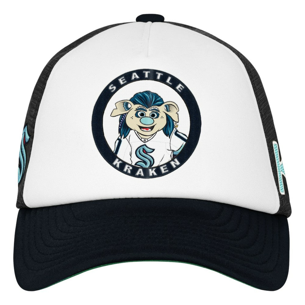 Seattle Kraken Mitchell & Ness Youth Mascot Adjustable Trucker Hat White