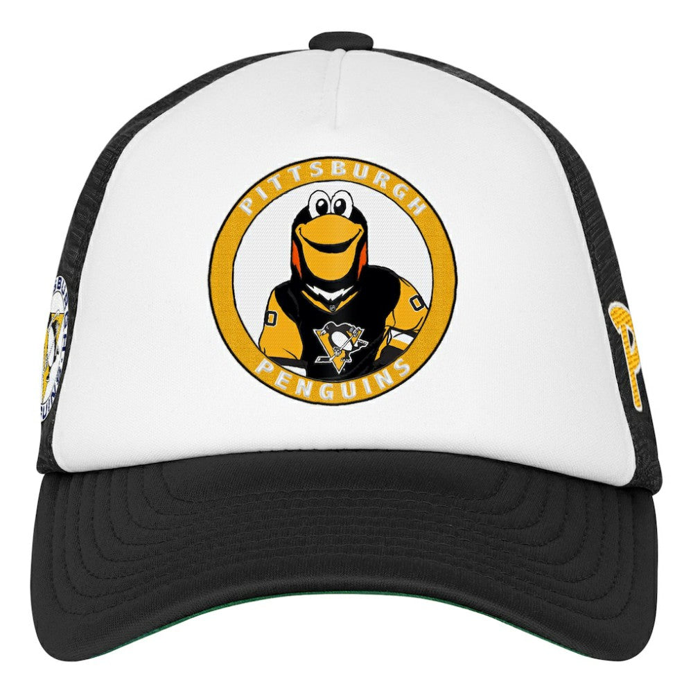 Pittsburgh Penguins Mitchell & Ness Youth Mascot Adjustable Trucker Hat White