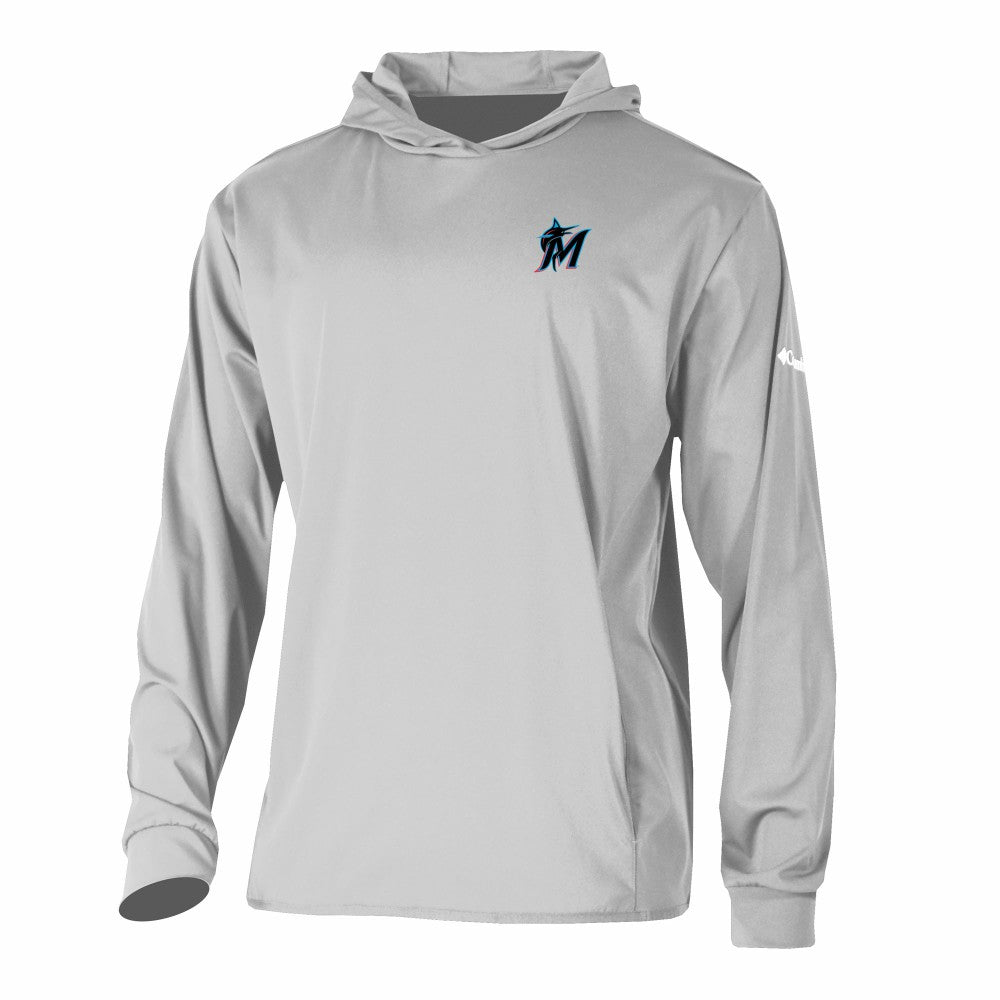 Miami Marlins Long Drive Pullover Hoodie Gray | Columbia