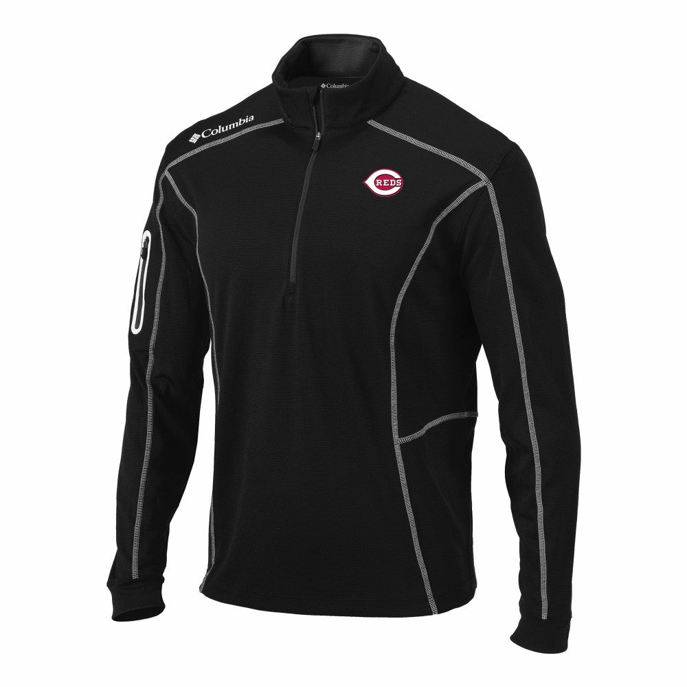 Cincinnati Reds Omni-Wick Shotgun Quarter-Zip Pullover Black | Columbia