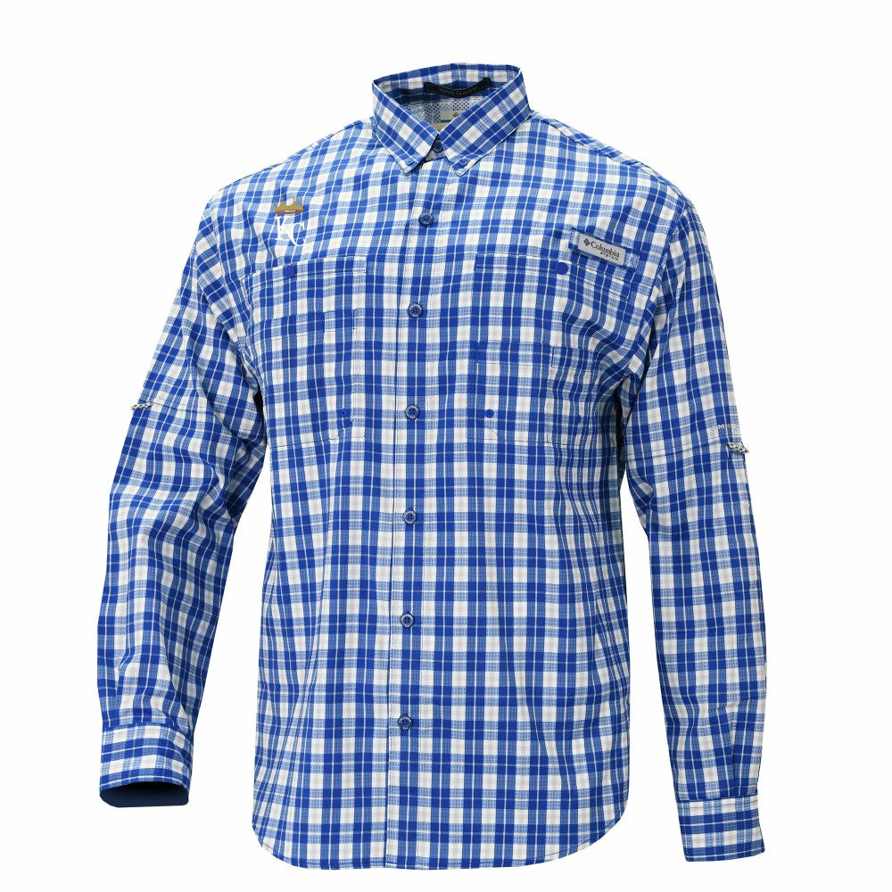 Kansas City Royals Super Tamiami Omni-Shade Long Sleeve Button-Down Shirt Royal | Columbia