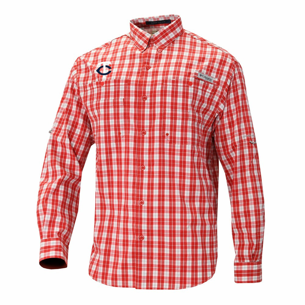 Minnesota Twins Super Tamiami Omni-Shade Long Sleeve Button-Down Shirt Red | Columbia