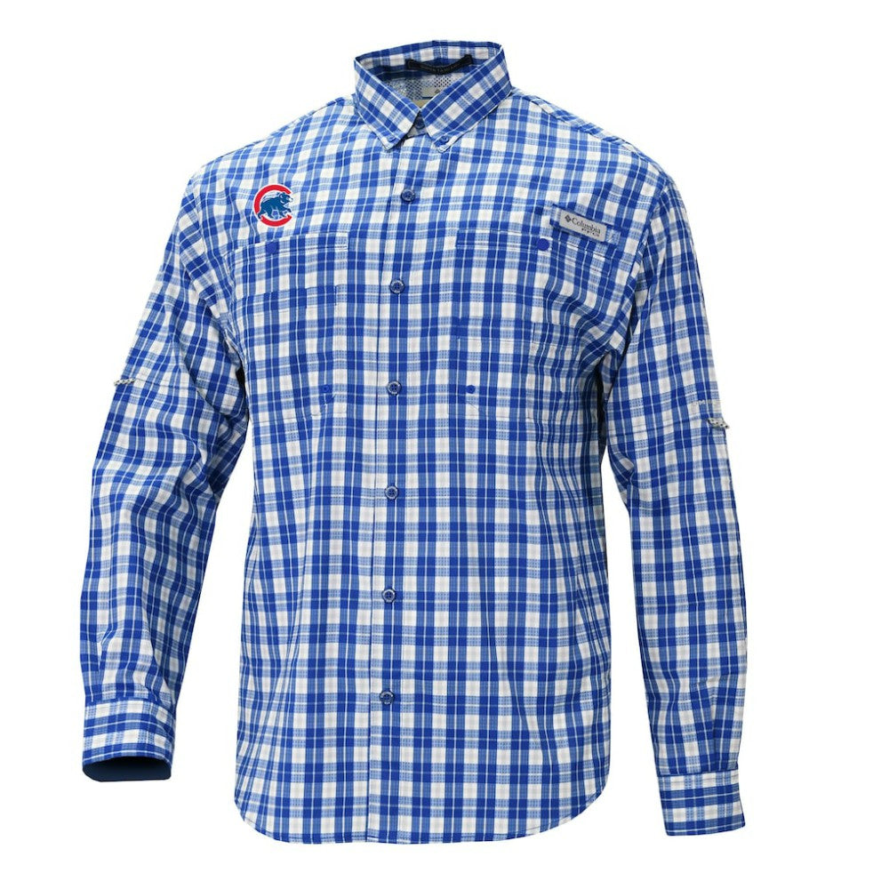 Chicago Cubs Super Tamiami Omni-Shade Long Sleeve Button-Down Shirt Royal | Columbia