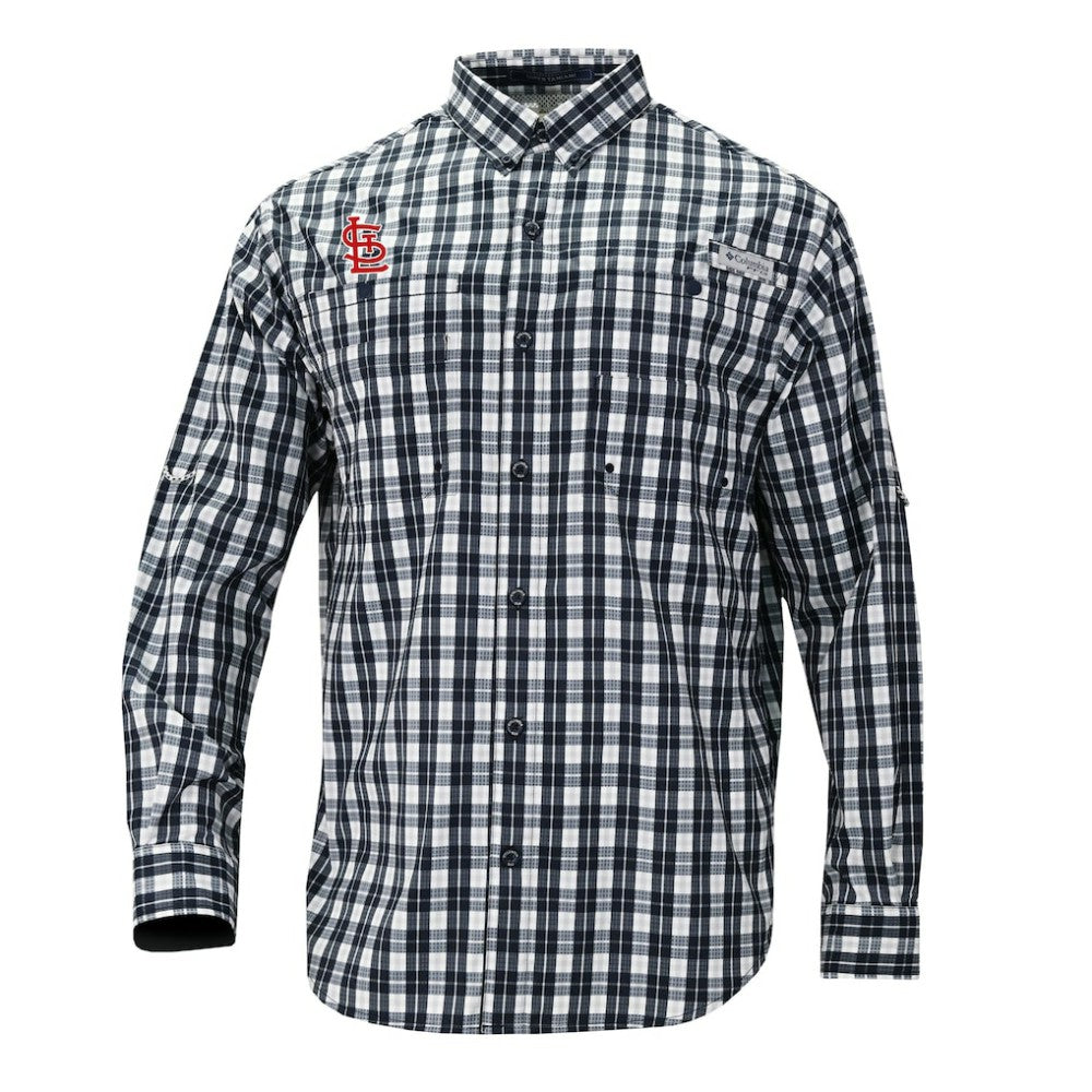 St. Louis Cardinals Super Tamiami Omni-Shade Long Sleeve Button-Down Shirt Navy | Columbia