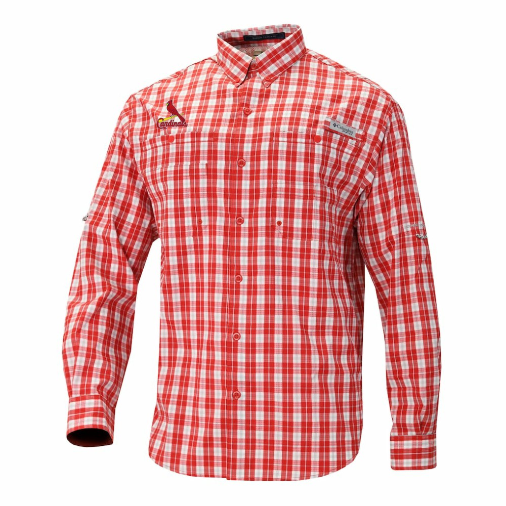 St. Louis Cardinals Super Tamiami Omni-Shade Long Sleeve Button-Down Shirt Red | Columbia