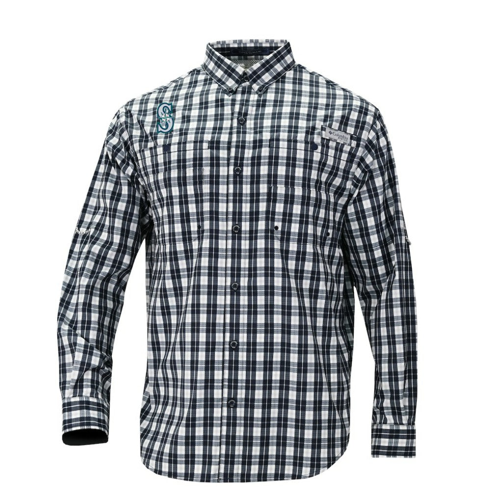 Seattle Mariners Super Tamiami Omni-Shade Long Sleeve Button-Down Shirt Navy | Columbia