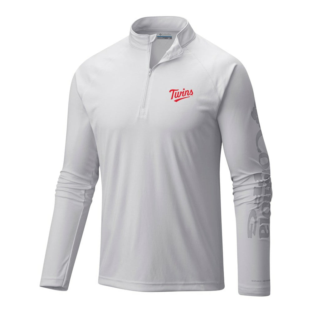 Minnesota Twins Terminal Tackle Omni-Wick Raglan Quarter-Zip Pullover White | Columbia