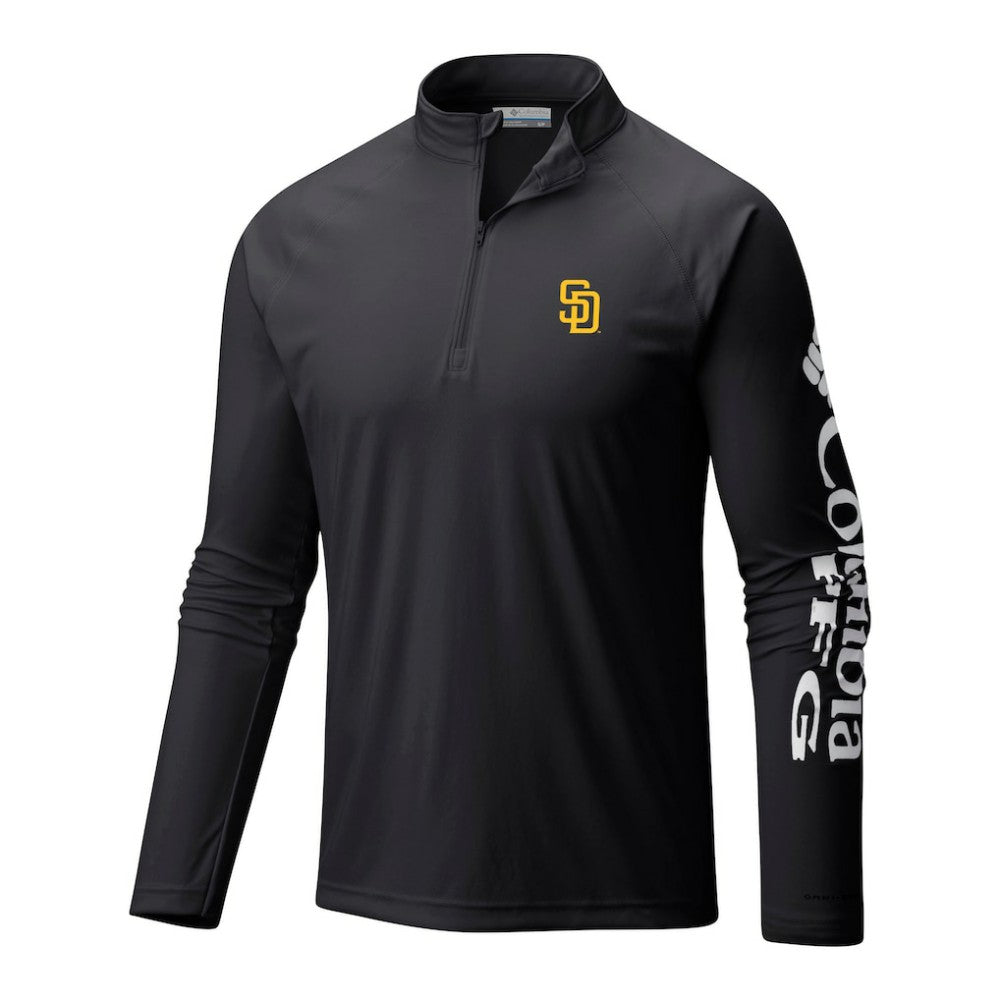 San Diego Padres Terminal Tackle Omni-Wick Raglan Quarter-Zip Pullover Black | Columbia
