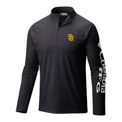San Diego Padres Terminal Tackle Omni-Wick Raglan Quarter-Zip Pullover Black | Columbia