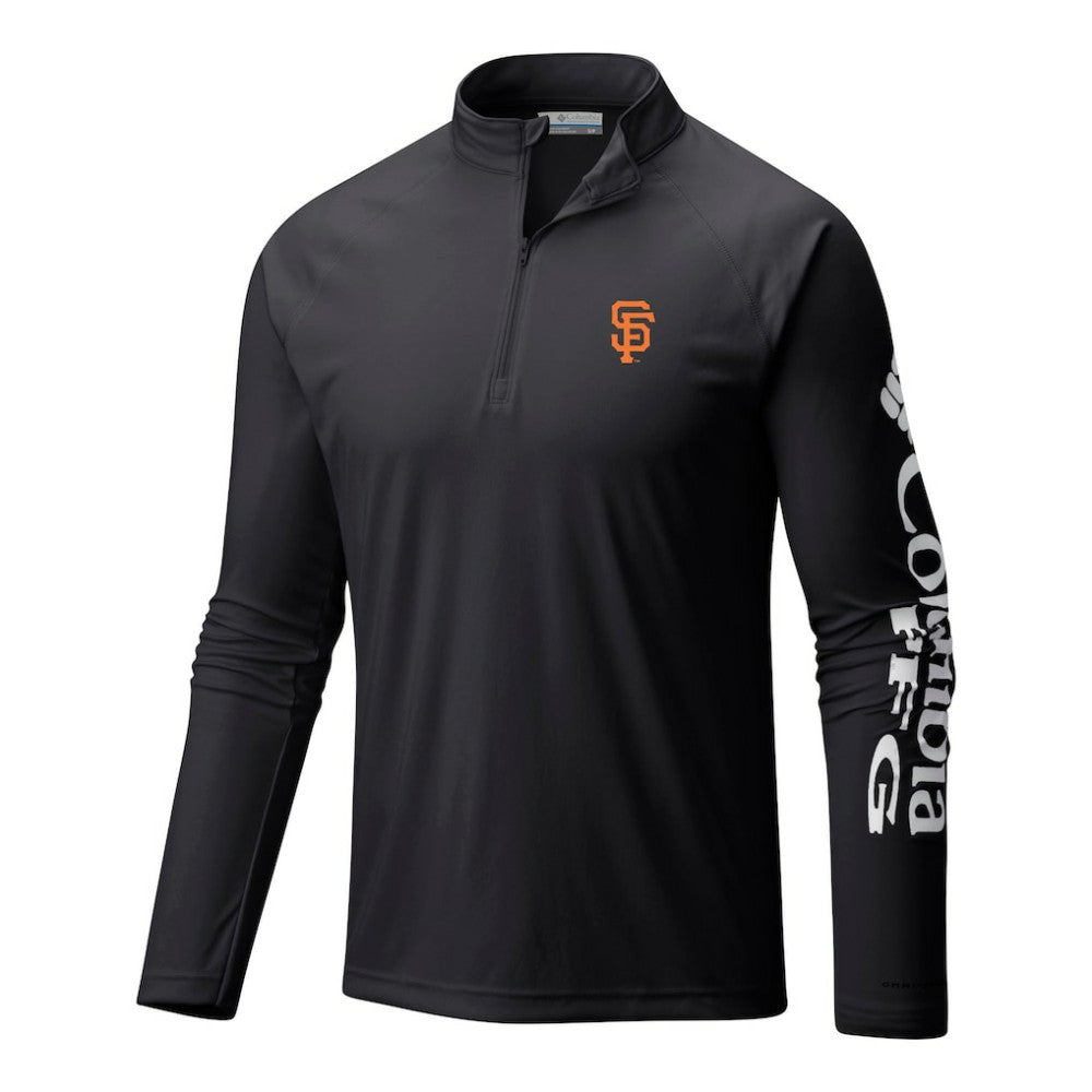 San Francisco Giants Terminal Tackle Omni-Wick Raglan Quarter-Zip Pullover Black | Columbia