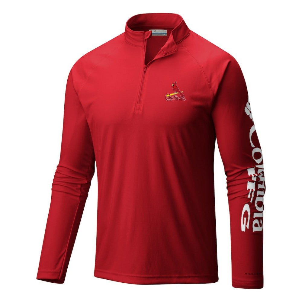 St. Louis Cardinals Terminal Tackle Omni-Wick Raglan Quarter-Zip Pullover Red | Columbia