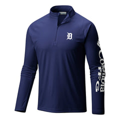 Detroit Tigers Terminal Tackle Omni-Wick Raglan Quarter-Zip Pullover Navy | Columbia