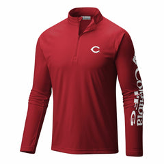 Cincinnati Reds Terminal Tackle Omni-Wick Raglan Quarter-Zip Pullover Red | Columbia