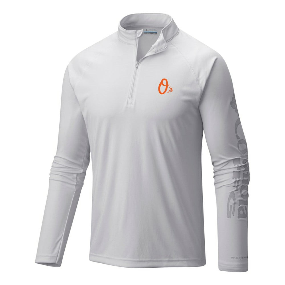 Baltimore Orioles Terminal Tackle Omni-Wick Raglan Quarter-Zip Pullover White | Columbia