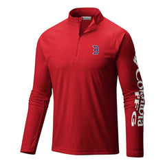 Boston Red Sox Terminal Tackle Omni-Wick Raglan Quarter-Zip Pullover Red | Columbia