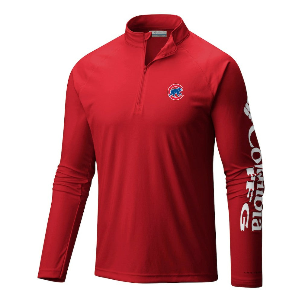 Chicago Cubs Terminal Tackle Omni-Wick Raglan Quarter-Zip Pullover Red | Columbia