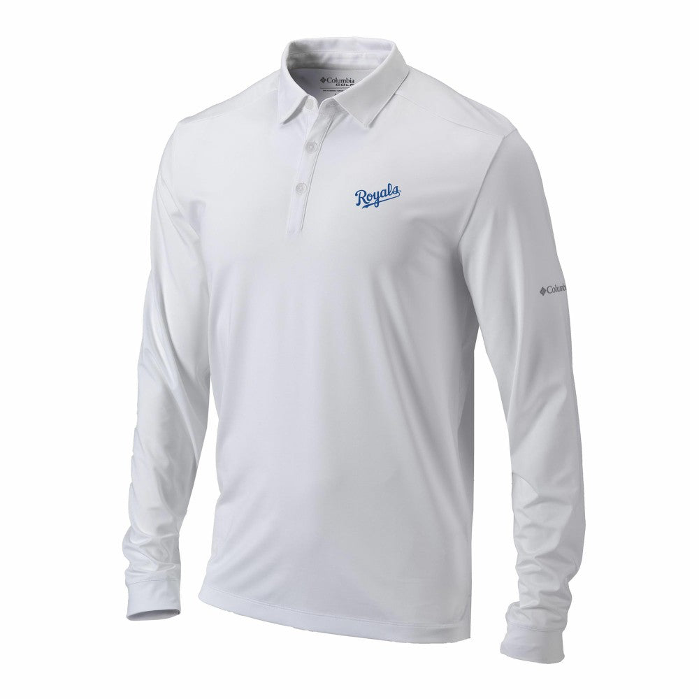 Kansas City Royals Omni-Wick Pin High Long Sleeve Polo White | Columbia