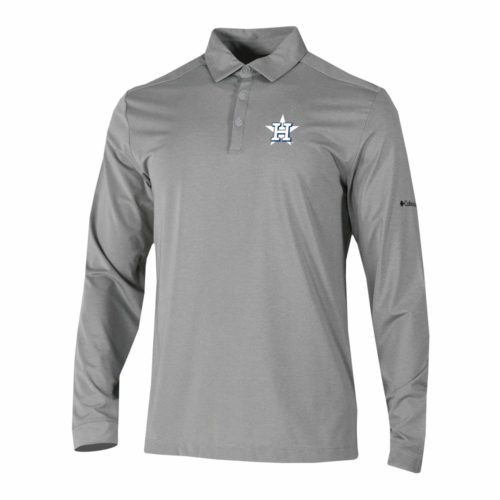 Houston Astros Omni-Wick Pin High Long Sleeve Polo Gray | Columbia