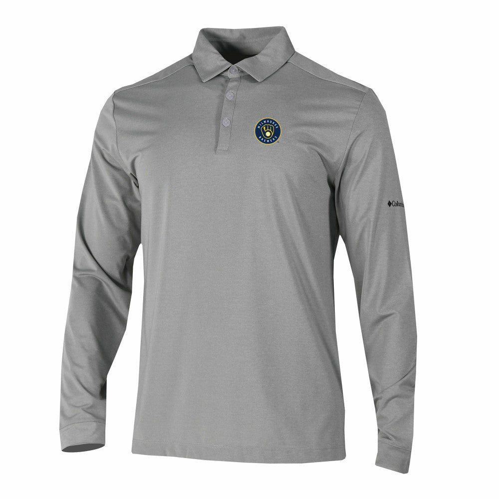 Milwaukee Brewers Omni-Wick Pin High Long Sleeve Polo Gray | Columbia