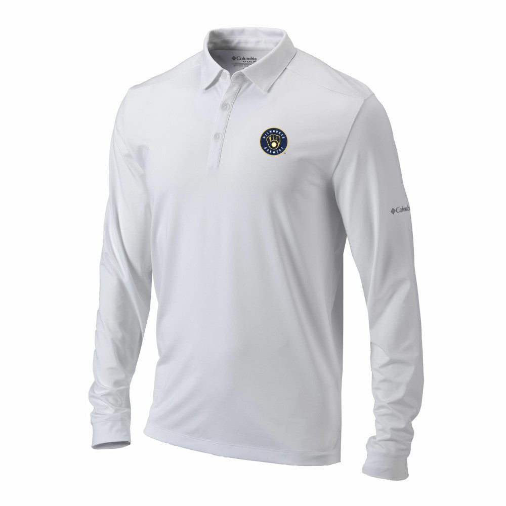 Milwaukee Brewers Omni-Wick Pin High Long Sleeve Polo White | Columbia
