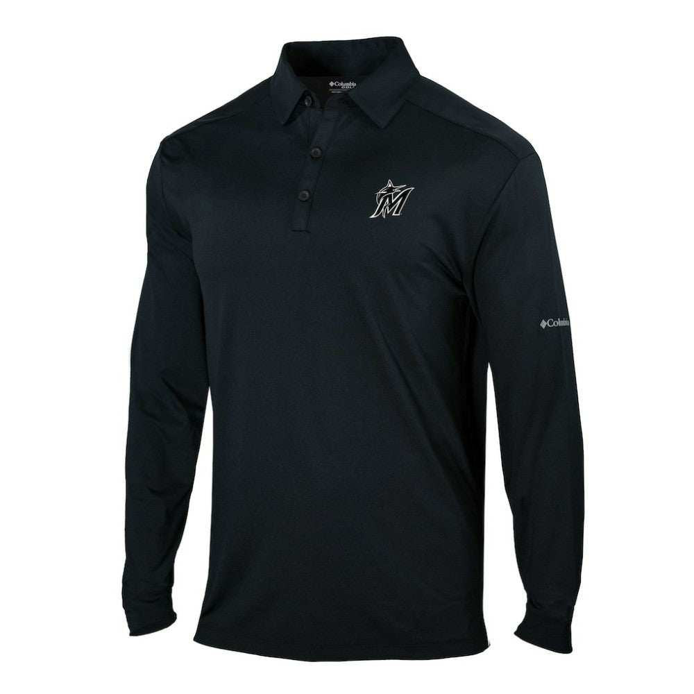 Miami Marlins Omni-Wick Pin High Long Sleeve Polo Black | Columbia