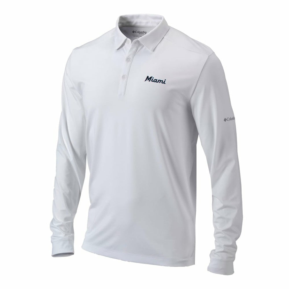 Miami Marlins Omni-Wick Pin High Long Sleeve Polo White | Columbia