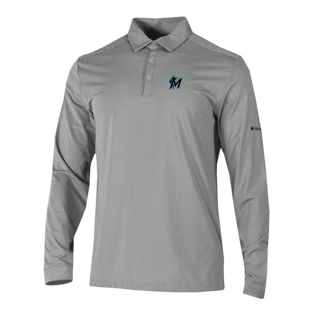 Miami Marlins Omni-Wick Pin High Long Sleeve Polo Gray | Columbia