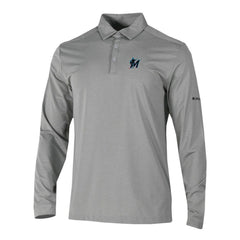 Miami Marlins Omni-Wick Pin High Long Sleeve Polo Gray | Columbia