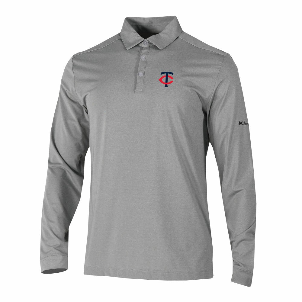 Minnesota Twins Omni-Wick Pin High Long Sleeve Polo Gray | Columbia