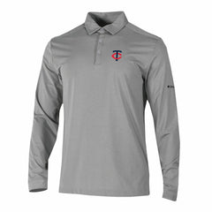Minnesota Twins Omni-Wick Pin High Long Sleeve Polo Gray | Columbia