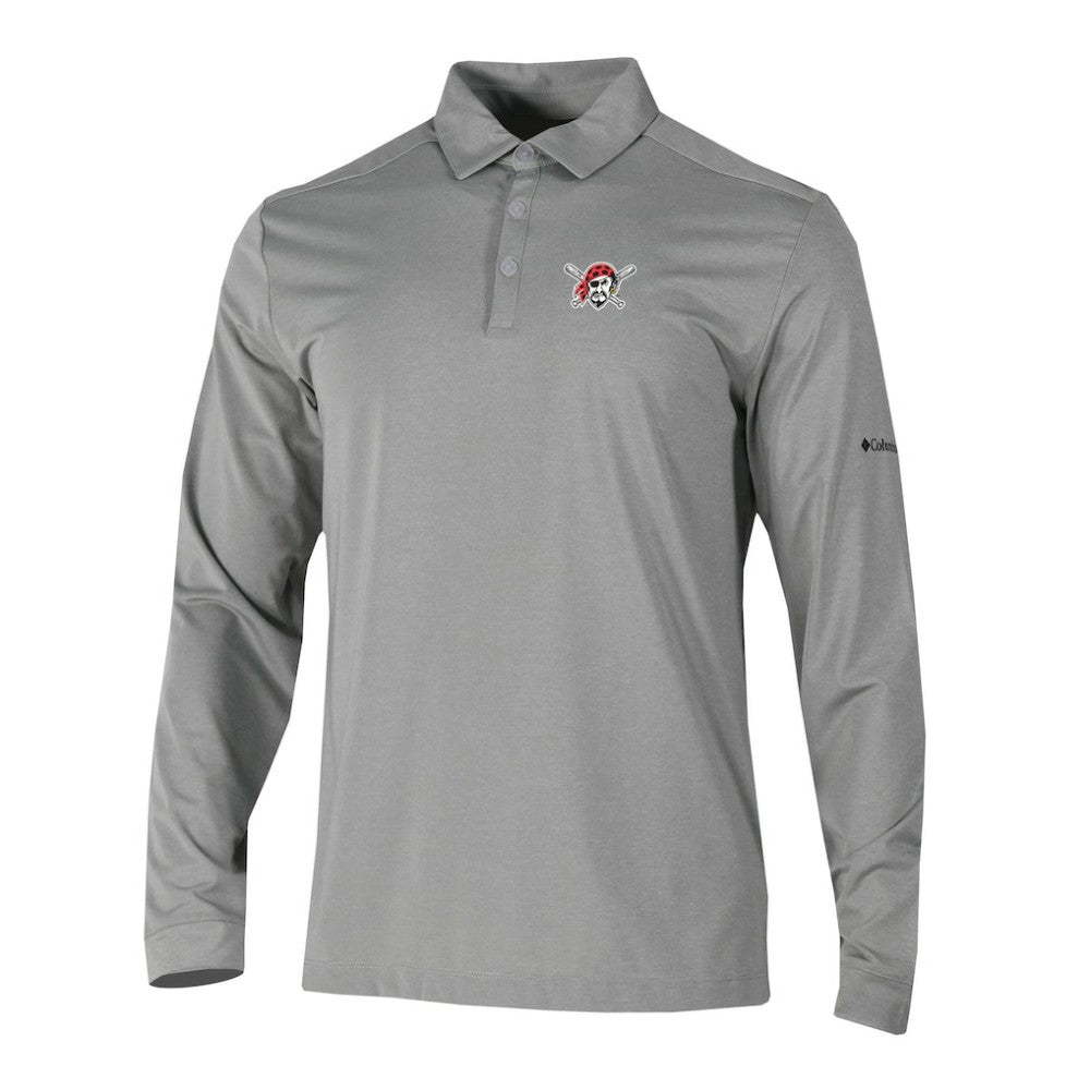 Pittsburgh Pirates Omni-Wick Pin High Long Sleeve Polo Gray | Columbia