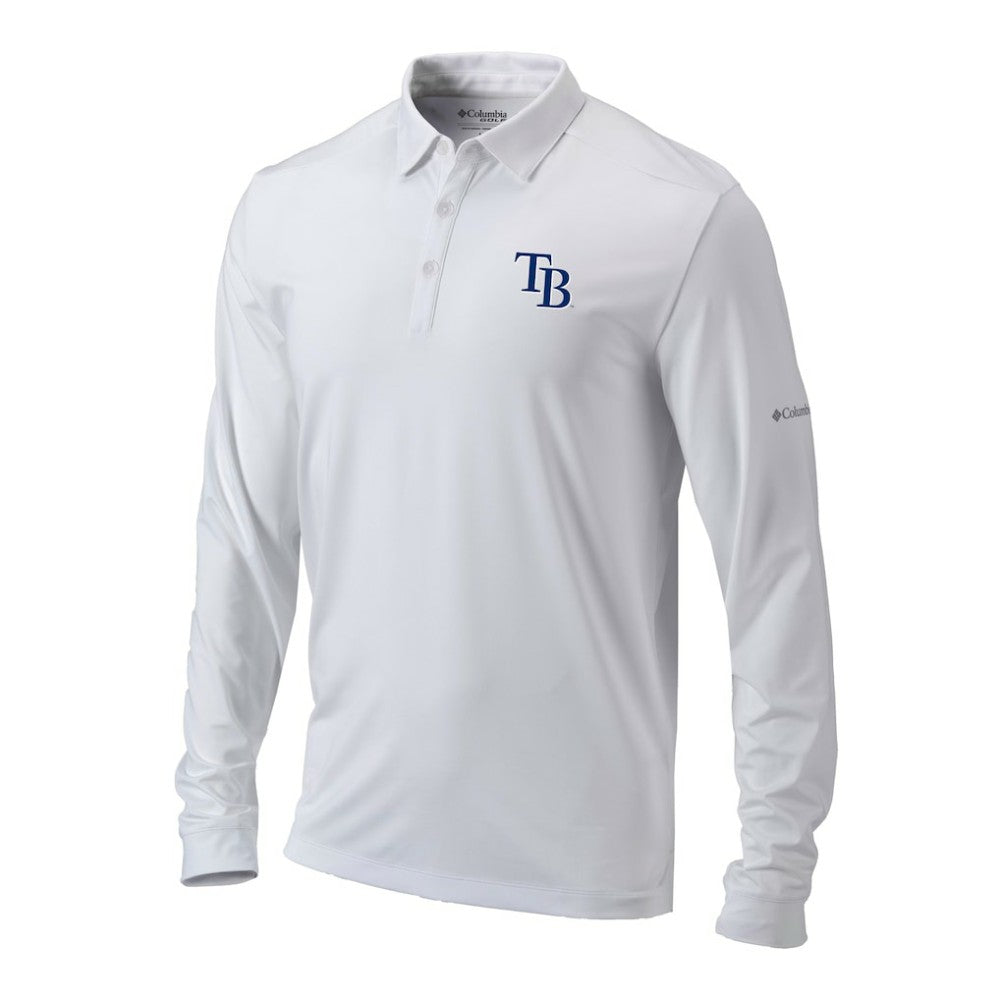 Tampa Bay Rays Omni-Wick Pin High Long Sleeve Polo White | Columbia