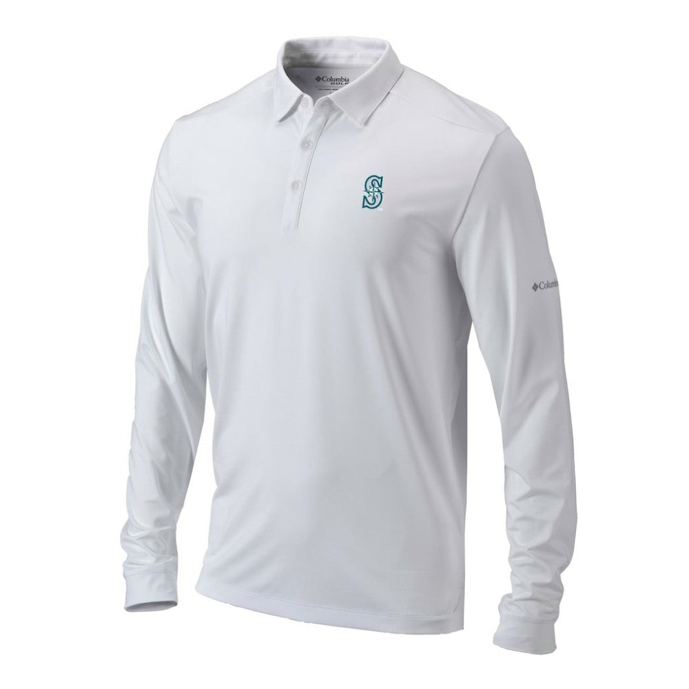 Seattle Mariners Omni-Wick Pin High Long Sleeve Polo White | Columbia