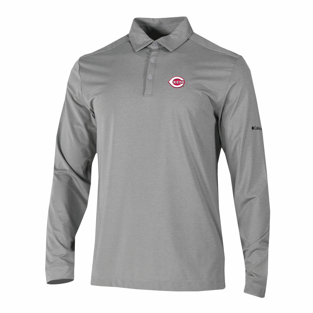 Cincinnati Reds Omni-Wick Pin High Long Sleeve Polo Gray | Columbia