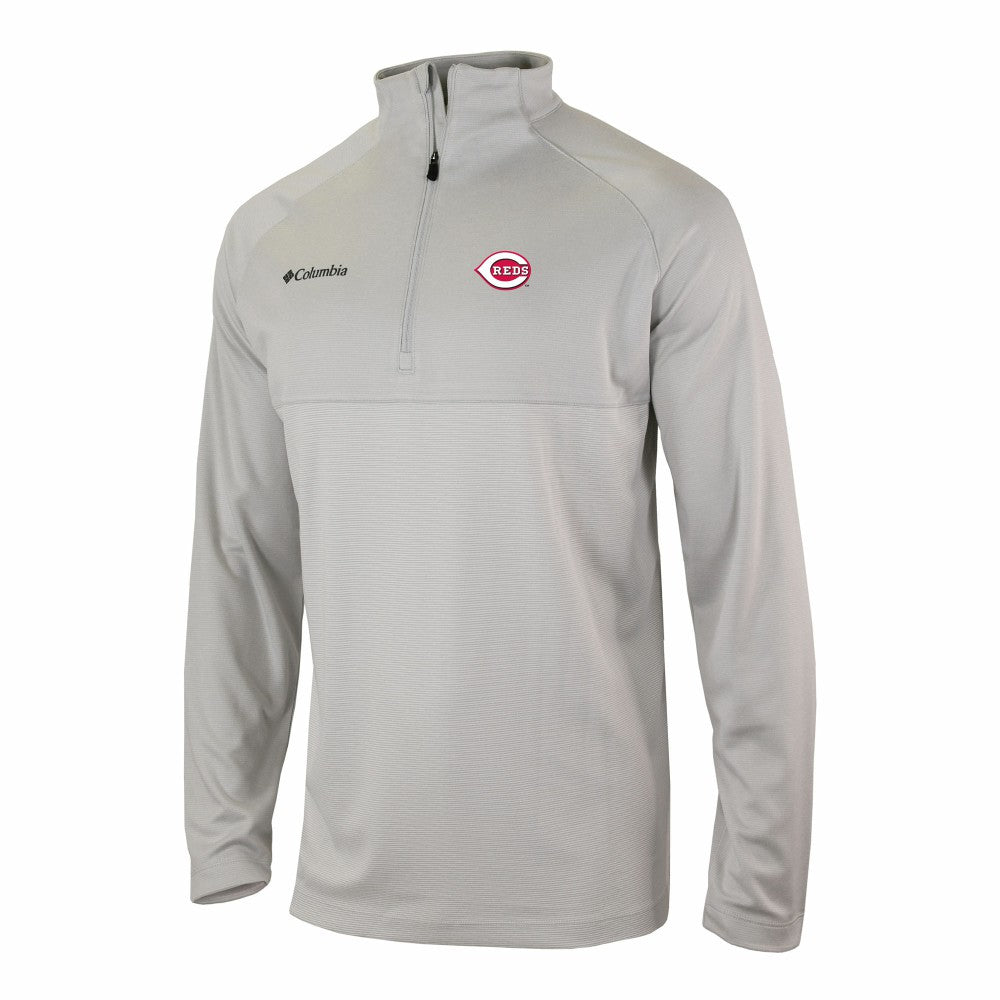 Cincinnati Reds Omni-Wick Raglan Rockin' It Quarter-Zip Pullover Gray | Columbia