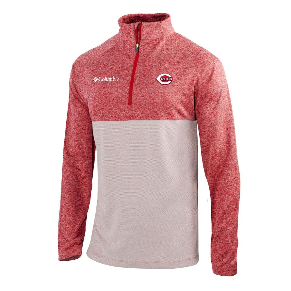 Cincinnati Reds Omni-Wick Raglan Rockin' It Quarter-Zip Pullover Red | Columbia