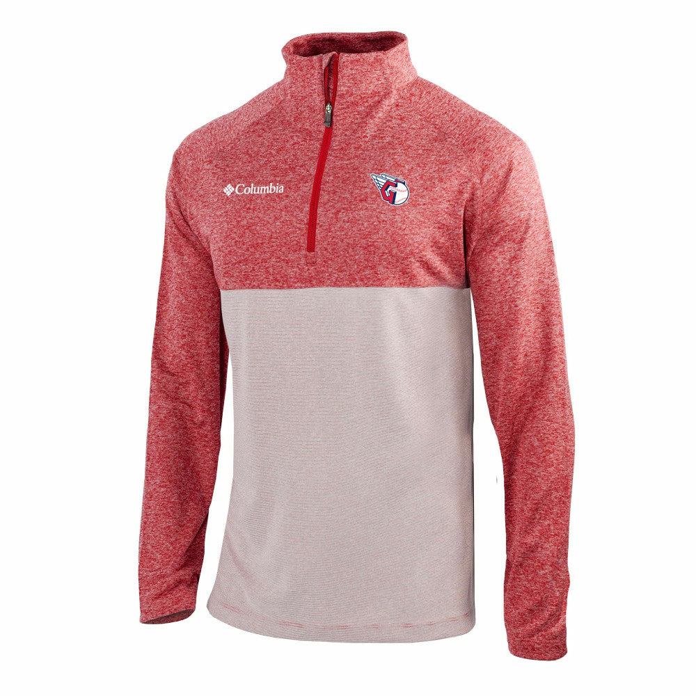 Cleveland Guardians Omni-Wick Raglan Rockin' It Quarter-Zip Pullover Red | Columbia