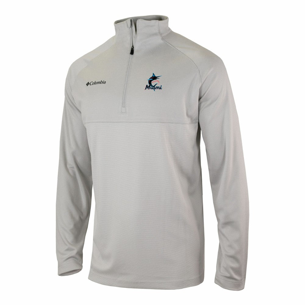 Miami Marlins Omni-Wick Raglan Rockin' It Quarter-Zip Pullover Gray | Columbia