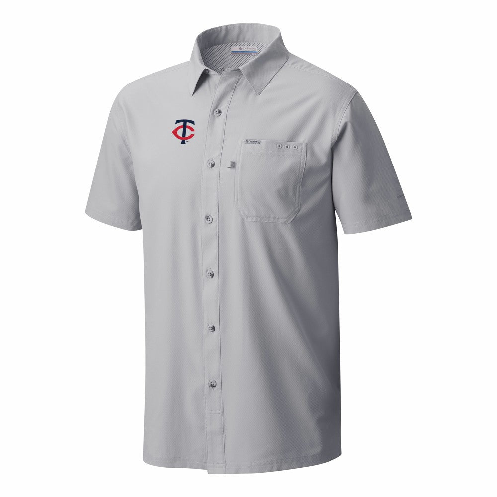 Minnesota Twins Slack Tide Omni-Wick Button-Up Camp Shirt Gray | Columbia