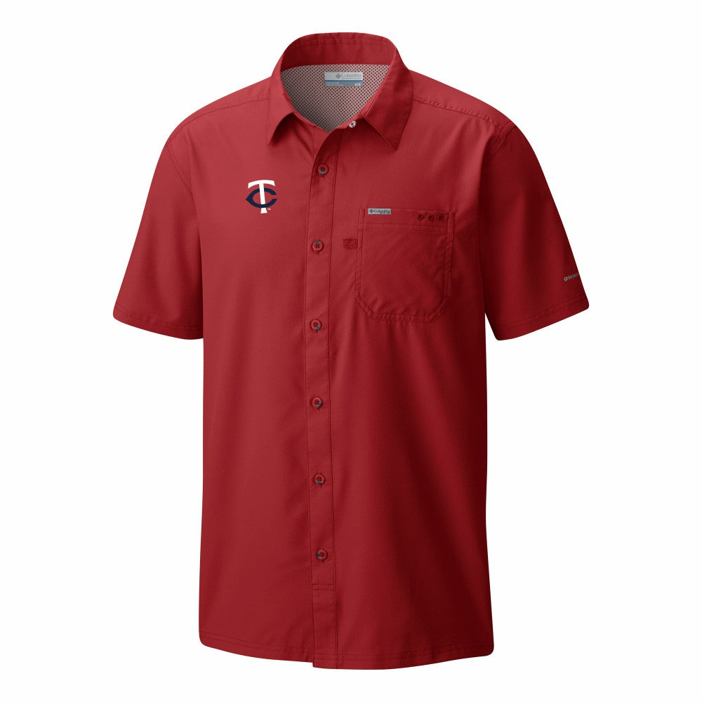 Minnesota Twins Slack Tide Omni-Wick Button-Up Camp Shirt Red | Columbia