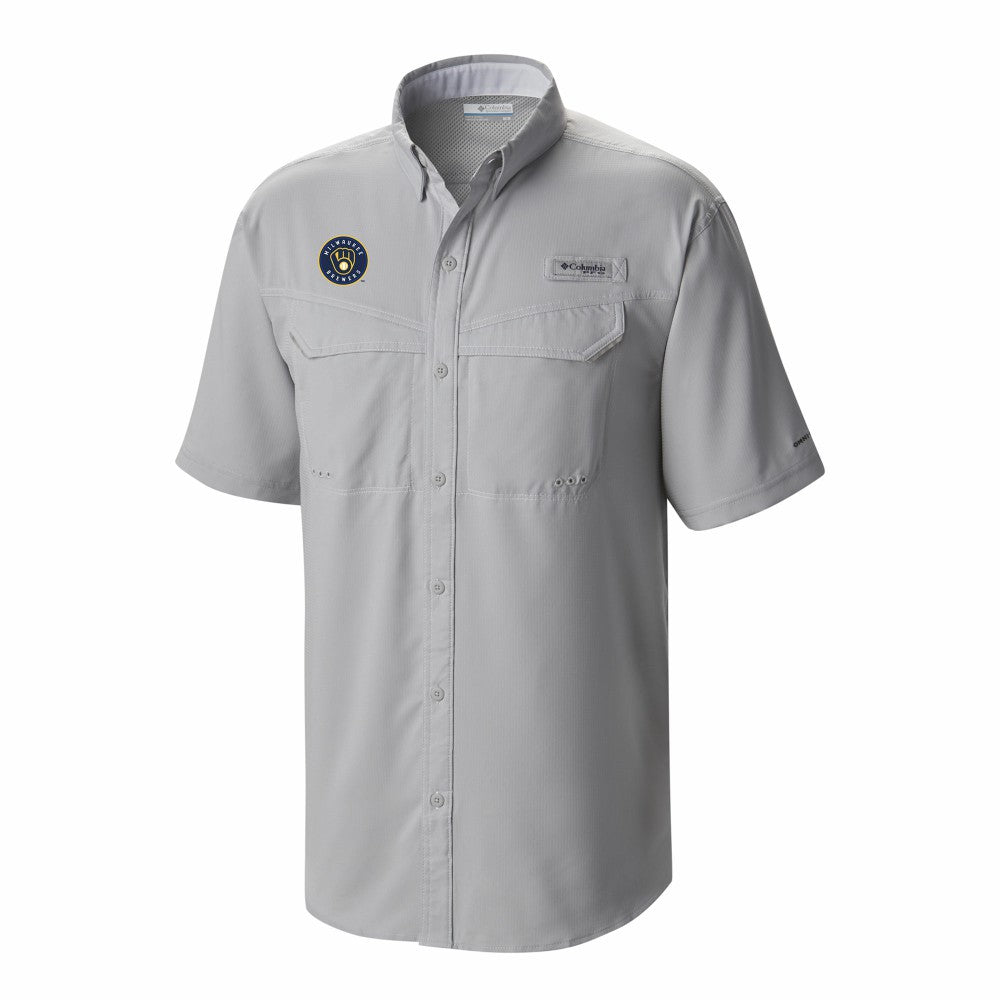 Milwaukee Brewers Omni-Wick Low Drag Offshore Button-Up Shirt Gray | Columbia