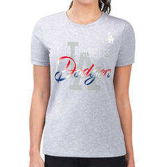 Los Angeles Dodgers G-III 4Her by Carl Banks Women's Super-Slim Fit Lightweight Shadow Logo Graphic T-Shirt Heather Gray