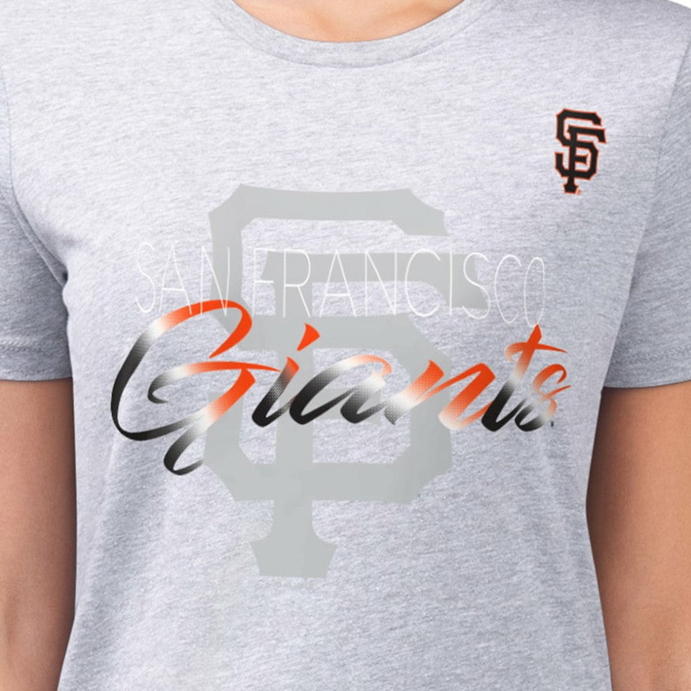 San Francisco Giants G-III 4Her by Carl Banks Women's Super-Slim Fit Lightweight Shadow Logo Graphic T-Shirt Heather Gray