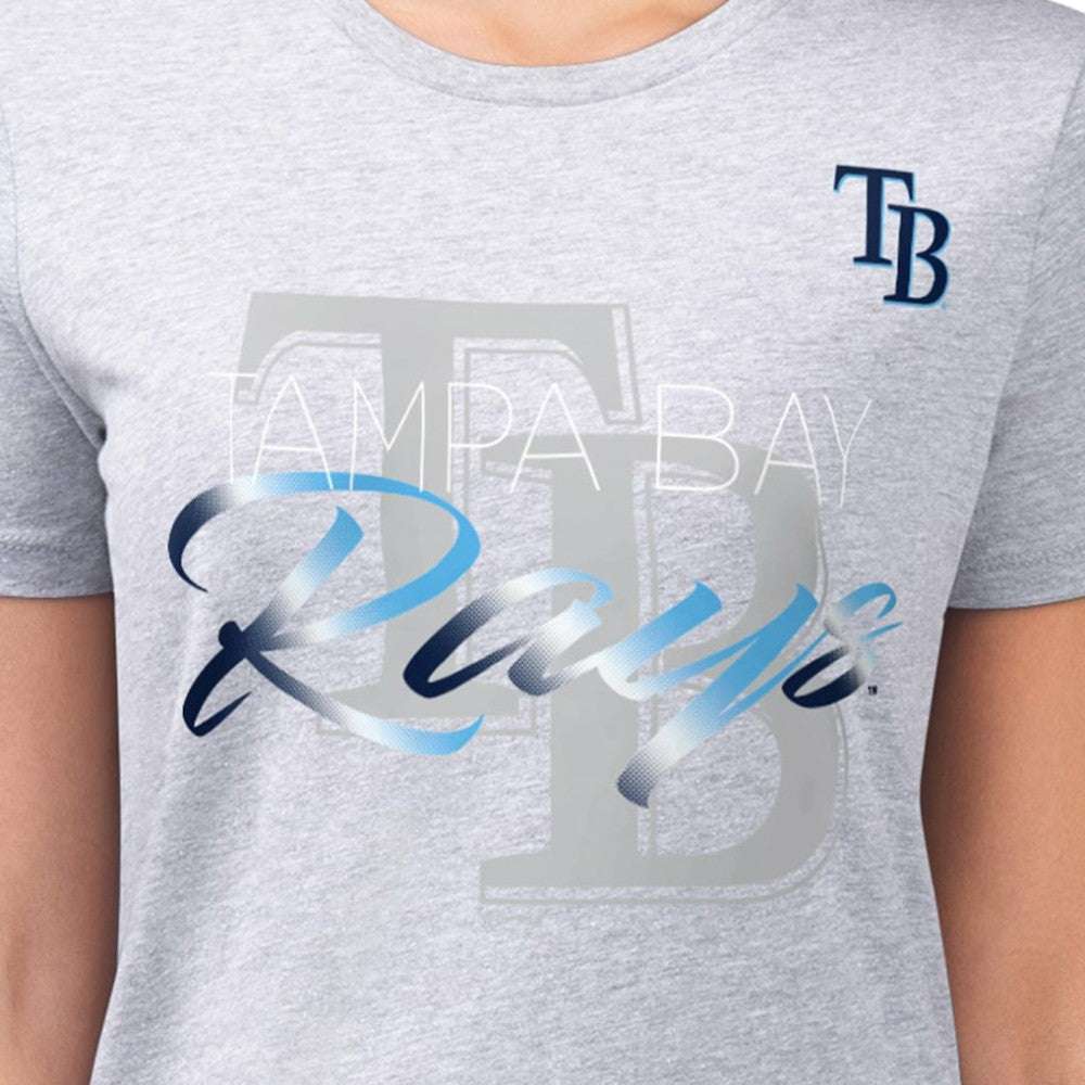 Tampa Bay Rays G-III 4Her by Carl Banks Women's Super-Slim Fit Lightweight Shadow Logo Graphic T-Shirt Heather Gray