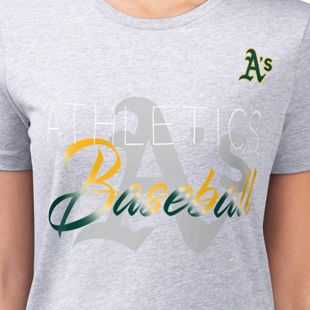 Athletics G-III 4Her by Carl Banks Women's Super-Slim Fit Lightweight Shadow Logo Graphic T-Shirt Heather Gray