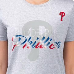 Philadelphia Phillies G-III 4Her by Carl Banks Women's Super-Slim Fit Lightweight Shadow Logo Graphic T-Shirt Heather Gray