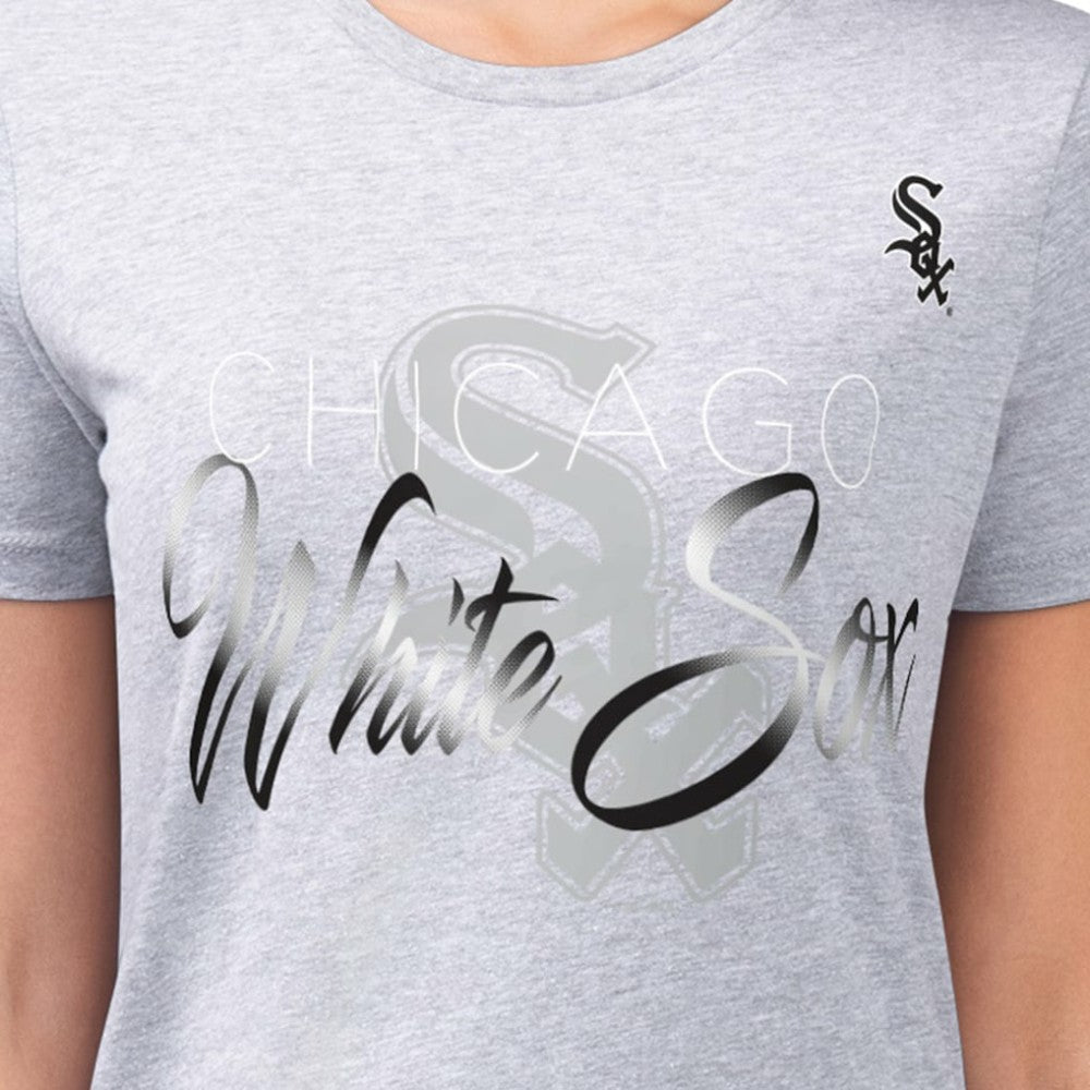 Chicago White Sox G-III 4Her by Carl Banks Women's Super-Slim Fit Lightweight Shadow Logo Graphic T-Shirt Heather Gray