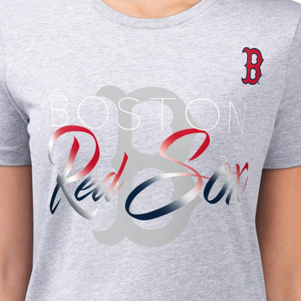 Boston Red Sox G-III 4Her by Carl Banks Women's Super-Slim Fit Lightweight Shadow Logo Graphic T-Shirt Heather Gray